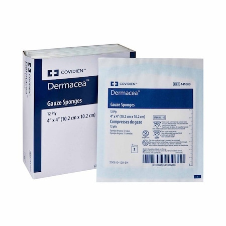 Dermacea Gauze Sponge 4 X 4 Inch, Sterile 12-Ply Square, 2PK 441000